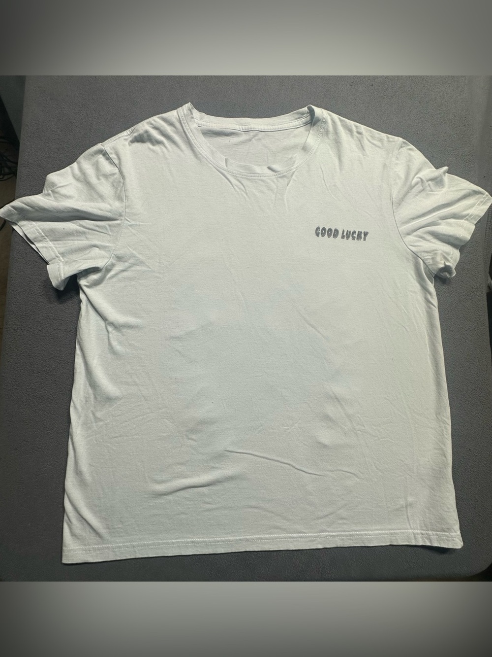 SHEIN White "Good Lucky" Crew Neck T-Shirt